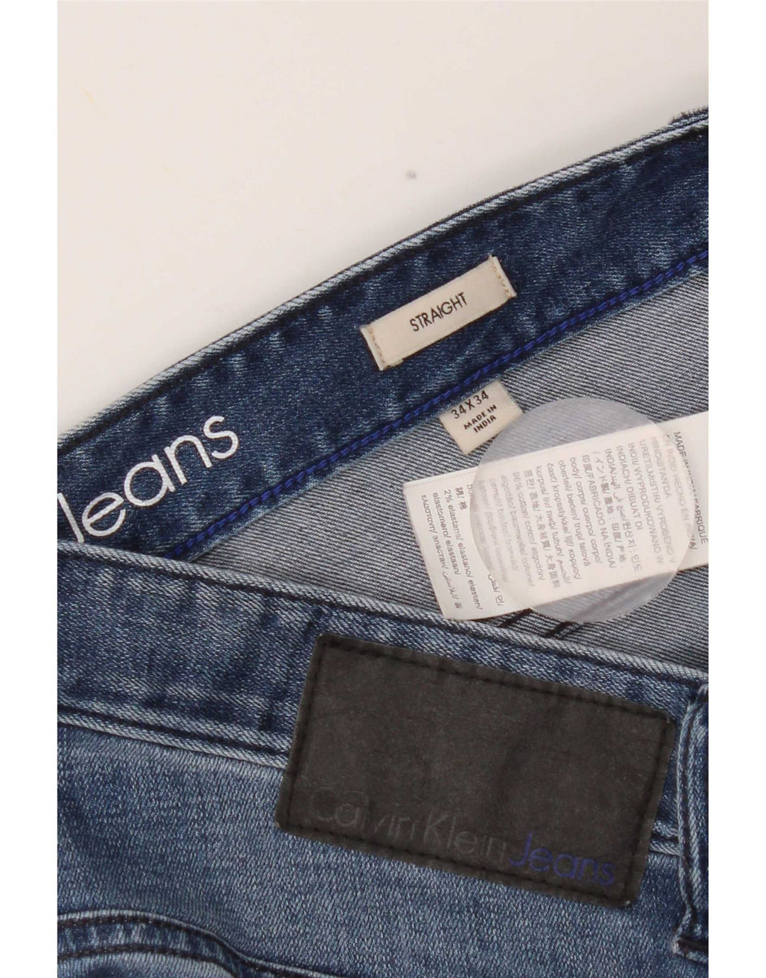 Calvin Klein Herre Distressed Straight Jeans W34 L34 Blå Bomuld