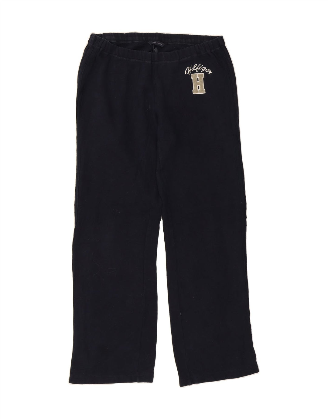 TOMMY HILFIGER Womens Graphic Tracksuit Trousers UK 14 Medium  Black Vintage Tommy Hilfiger and Second-Hand Tommy Hilfiger from Messina Hembry 