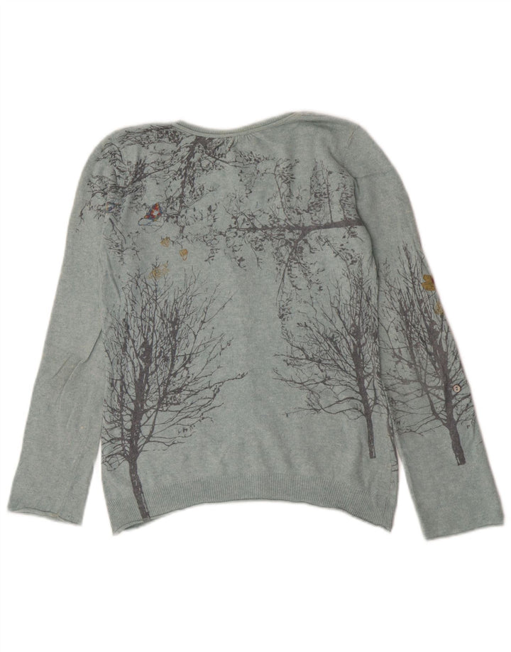 White Stuff Dame Cardigan Sweater UK 12 Medium Blue Floral Viscose