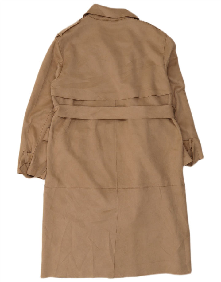Zara Trench Coat til kvinder UK 14 Medium Beige Polyester