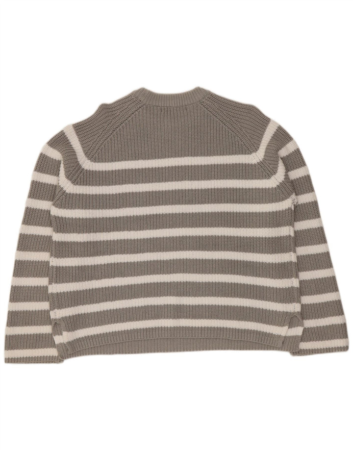 MARKS & SPENCER Dame sweater med rund hals DK 16 Stor grå stribet