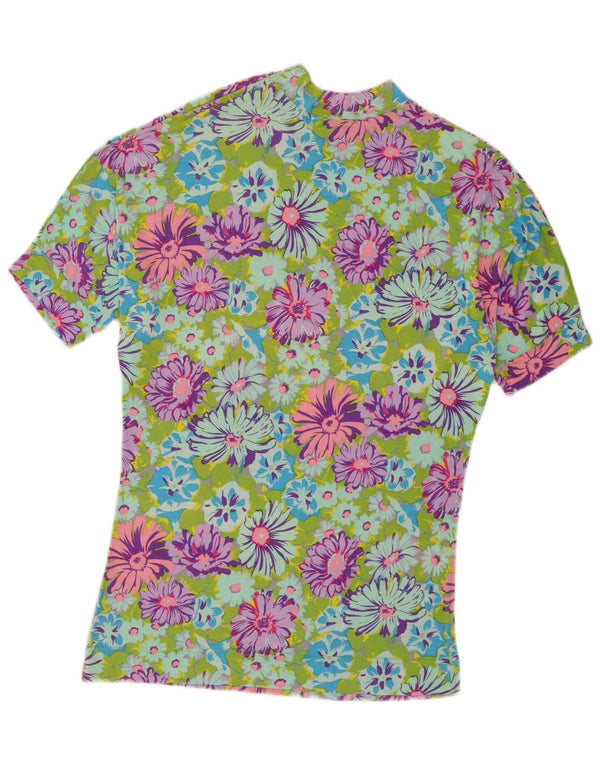 Olmes Carretti Dame T-Shirt Top UK 16 Large Multicolored Floral Viscose
