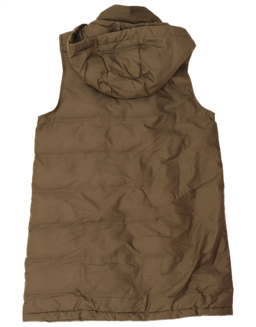 Zara Longline hættetrøje polstret Gilet UK 14 Medium Khaki Polyester