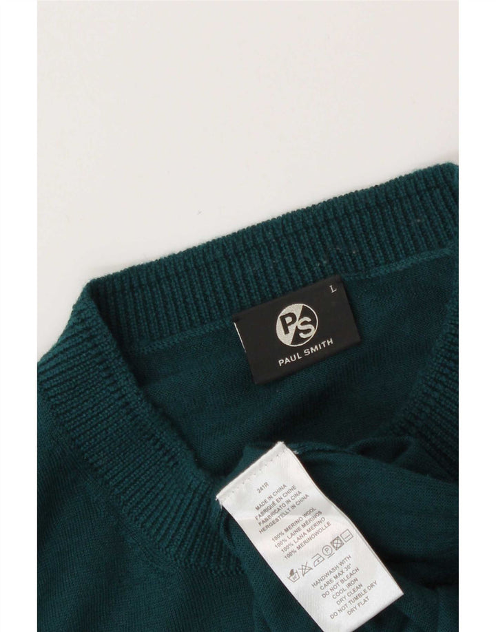 Paul Smith Herre Crew Neck Jumper Sweater Stor Grøn Merinould