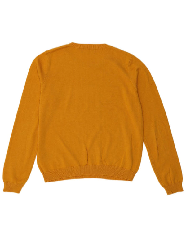 Oasis Dame grafisk rund hals sweater UK 14 Medium gul bomuld