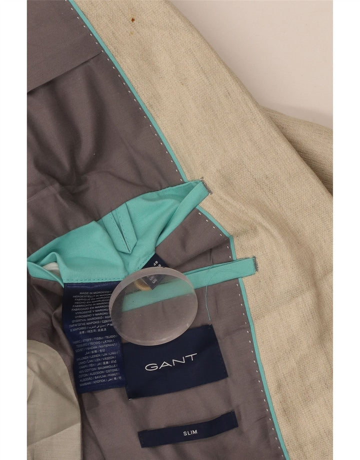 GANT Herre Slim 2 Button Blazer Jacket UK 38 Medium Beige Linen