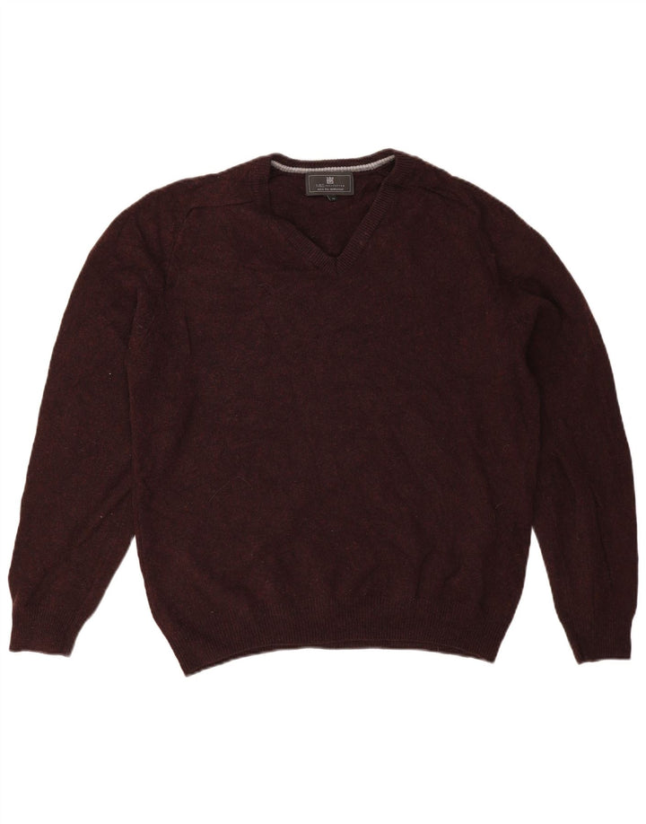 Marks & Spencer Herre V-hals sweater Medium Bourgogne uld