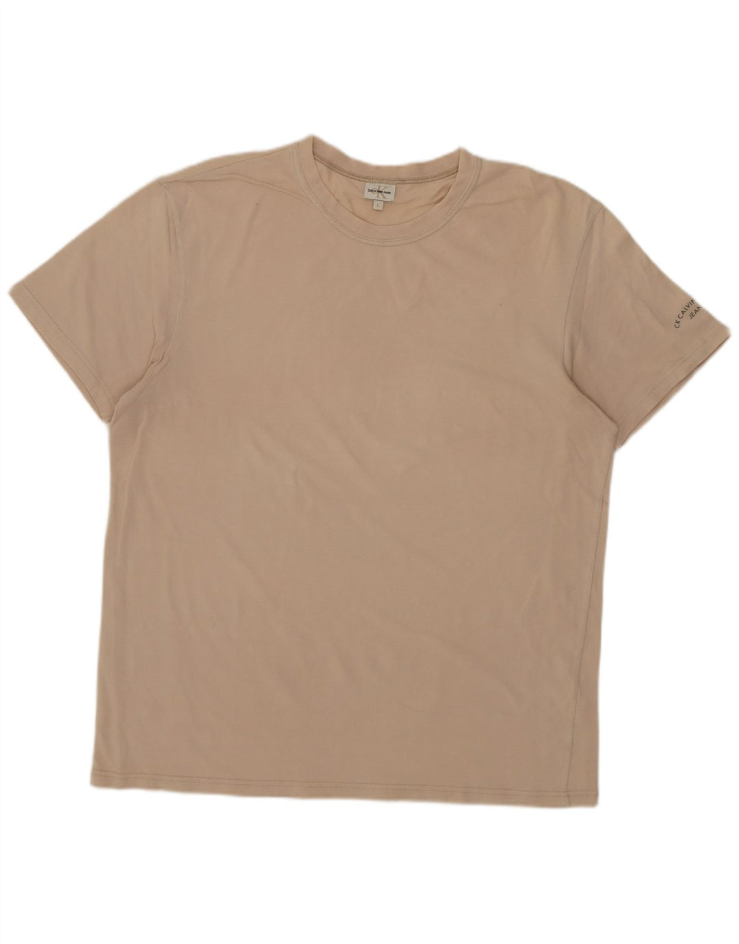 CALVIN KLEIN JEANS Herre T-Shirt Top Stor Beige Bomuld