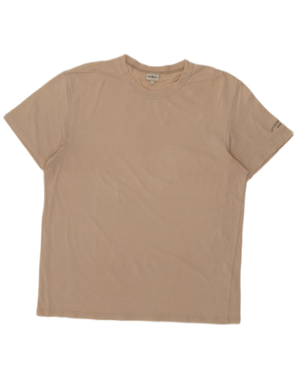 CALVIN KLEIN JEANS Herre T-Shirt Top Stor Beige Bomuld