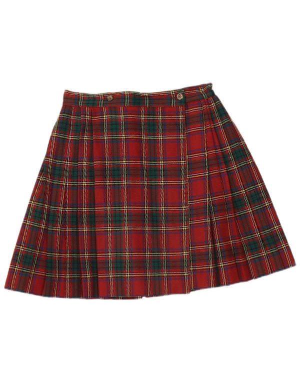 Nantucket Island Dame Mini Wrap Skirt IT 40 Small W26 Red Check Wool