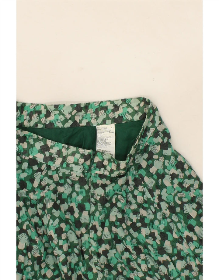 BENETTON Womens Abstract Pattern A-Line Skirt IT 42 Medium W28 Green Vintage Benetton and Second-Hand Benetton from Messina Hembry 