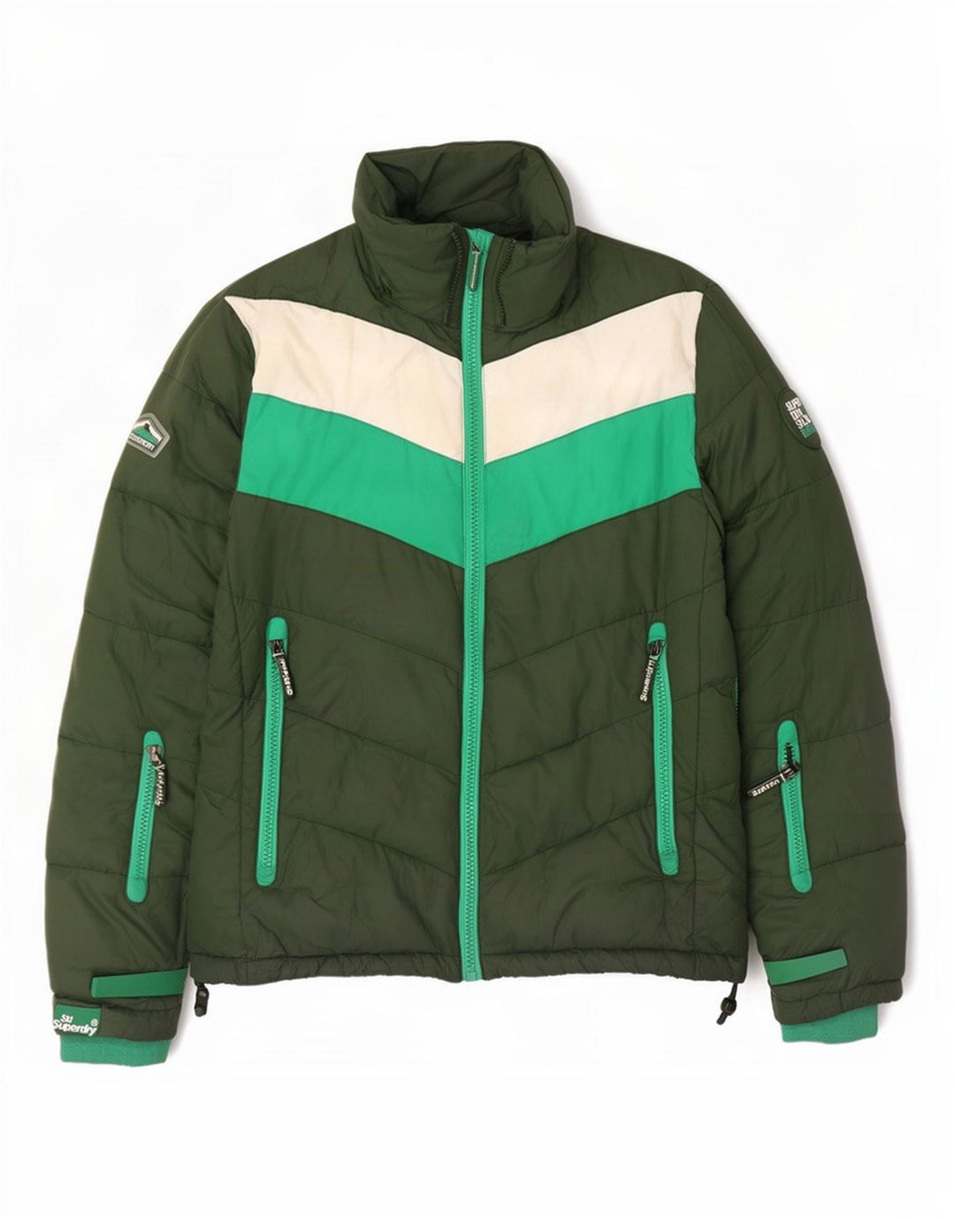 Superdry Polstret jakke til mænd UK 40 Large Green Colourblock Polyester