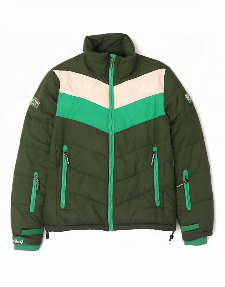 Superdry Polstret jakke til mænd UK 40 Large Green Colourblock Polyester