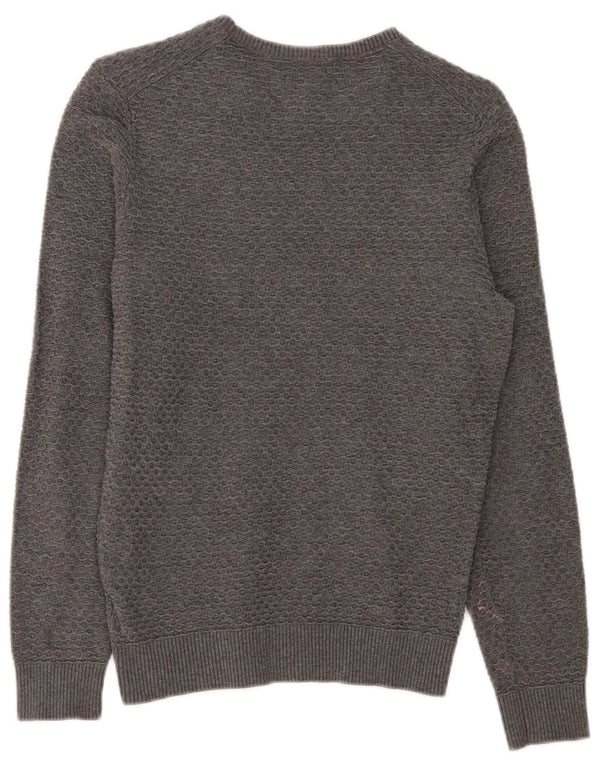 Massimo Dutti Mens Boat Neck Jumper Sweater Small Grey Cotton