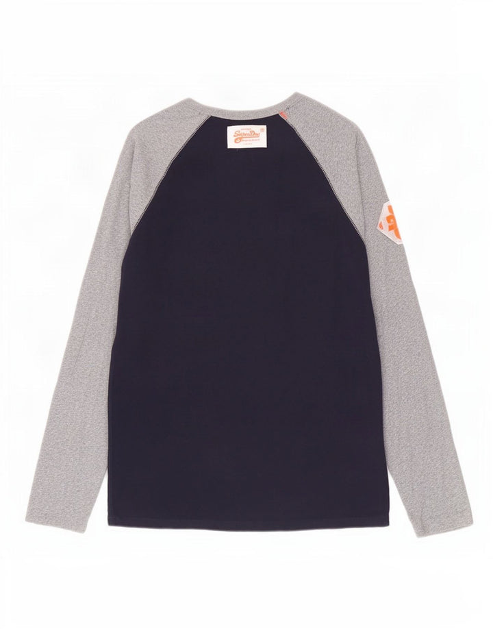 Superdry Herre Top Langærmet Stor Marineblå Colourblock Bomuld