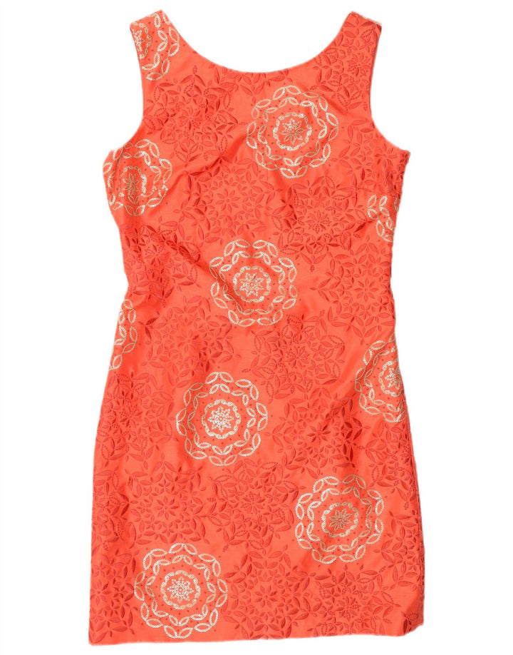 MONSOON Womens Sleeveless Sheath Dress UK 12 Medium  Orange Floral