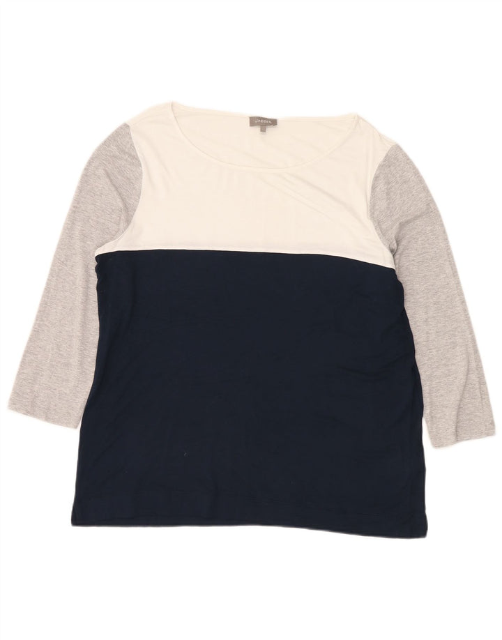 Jaeger Womens Top 3/4 ærmer UK 16 Large Multicolor Colourblock Viscose
