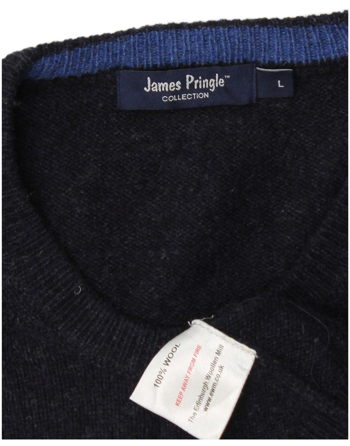 JAMES PRINGLE Herre sweater med rund hals, stor marineblå uld