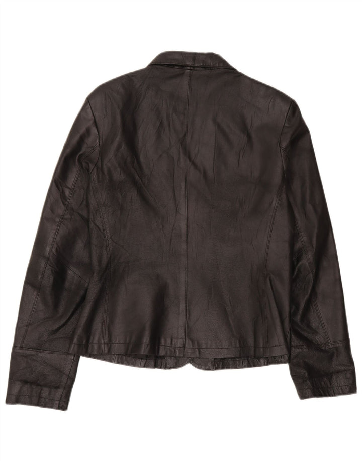 J.J.Scott Dame 2-knaps læder blazerjakke IT 46 Large Sort