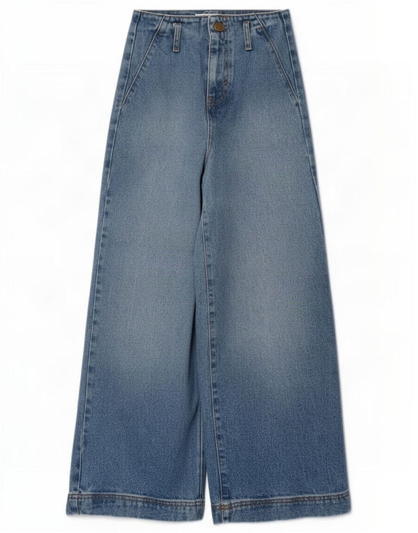 Zara Dame Jeans med høj talje og brede ben EU 22 2XS W22 L26 Blå