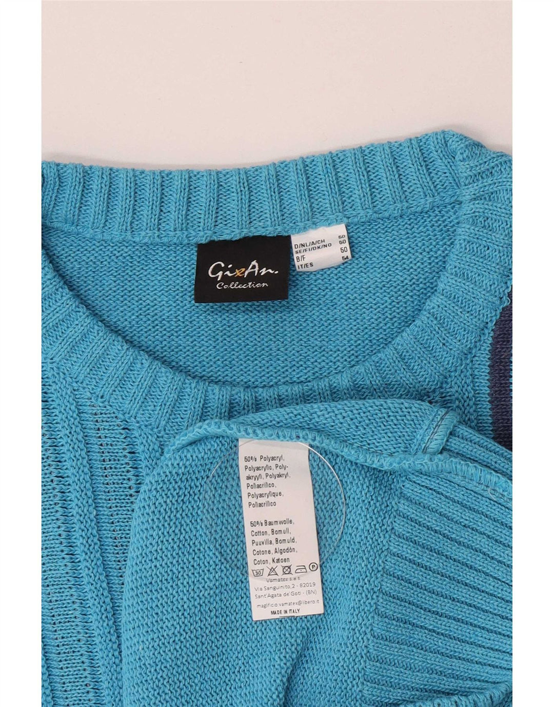 Gixan Herre Regular Fit Crew Neck Jumper Sweater IT 50 Mellem blå stribet