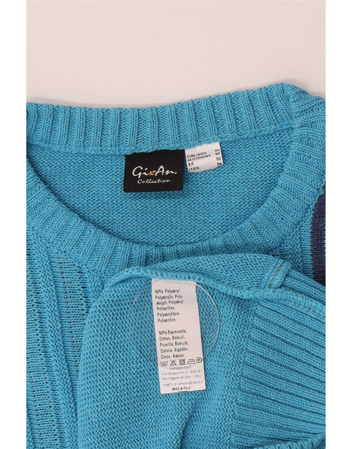 Gixan Herre Regular Fit Crew Neck Jumper Sweater IT 50 Mellem blå stribet