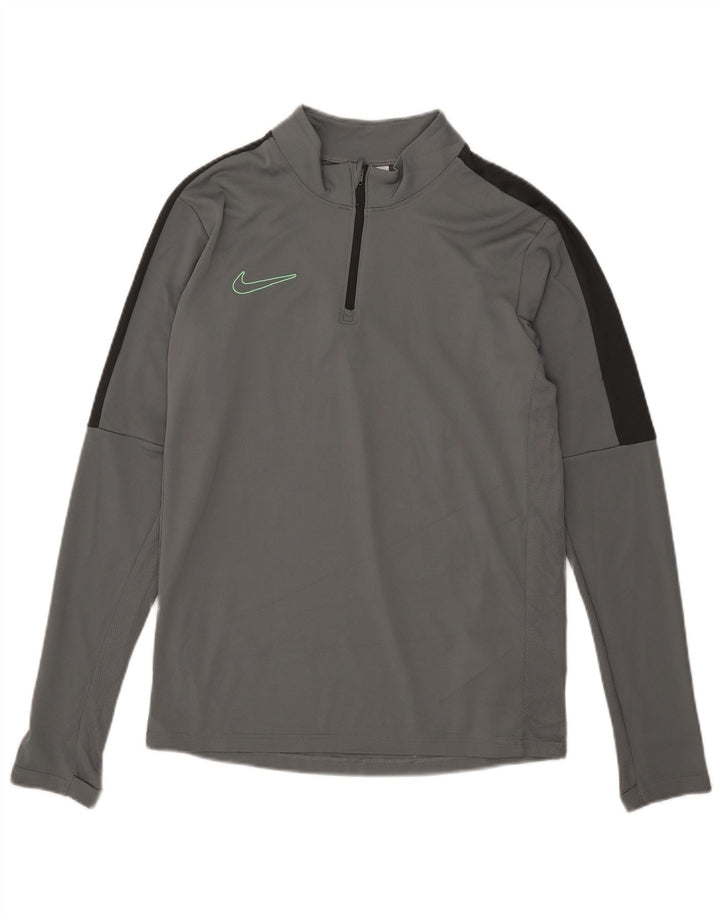 Nike Herre Dri Fit Pullover med lynlås-hals træningsdragt Top Lille grå farveblok