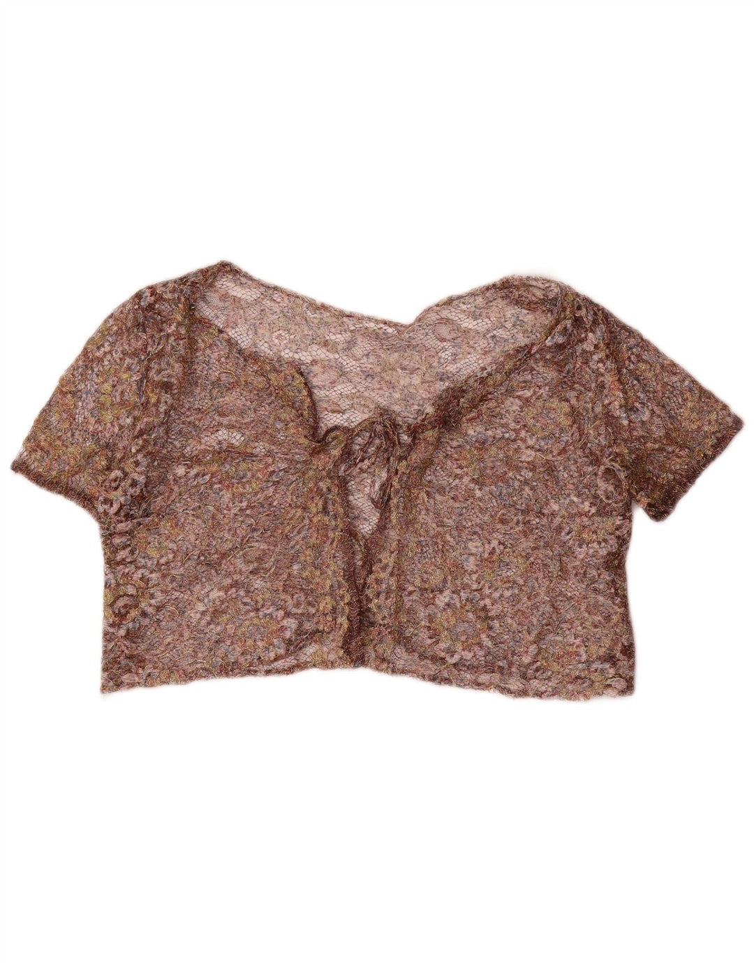 Vintage Womens Crop Bolero Top UK 12 Medium Multicolored Floral