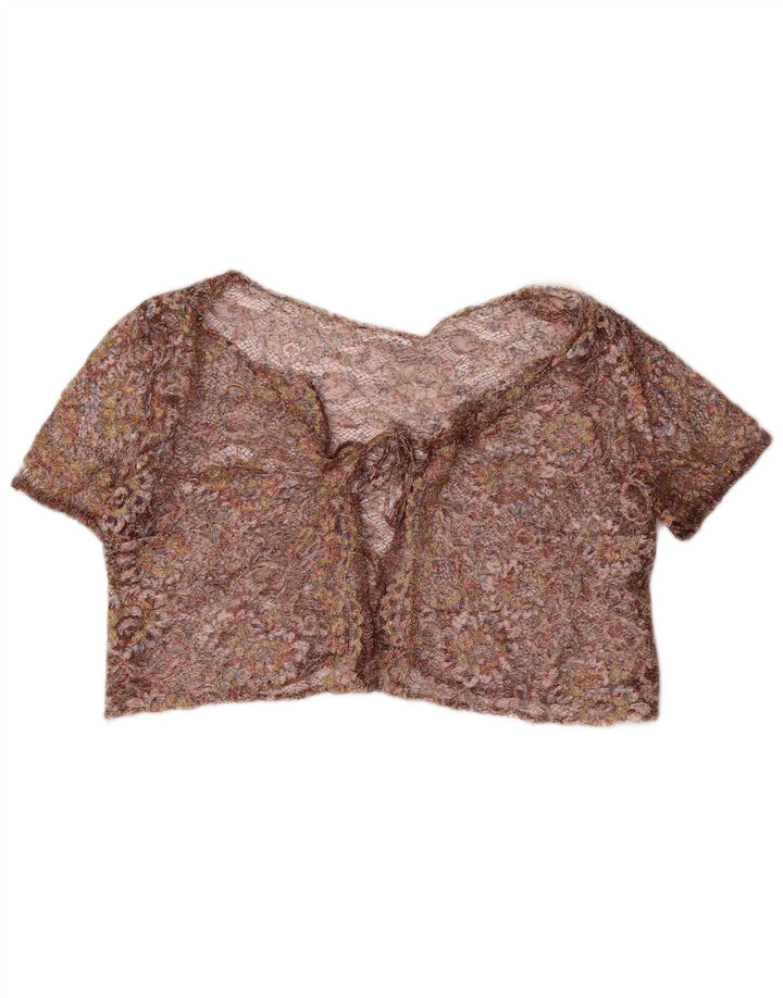 Vintage Womens Crop Bolero Top UK 12 Medium Multicolored Floral