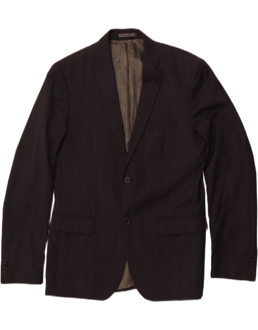 CALVIN KLEIN Mens 2 Button Blazer Jacket IT 54 2XL Navy Blue Pinstripe