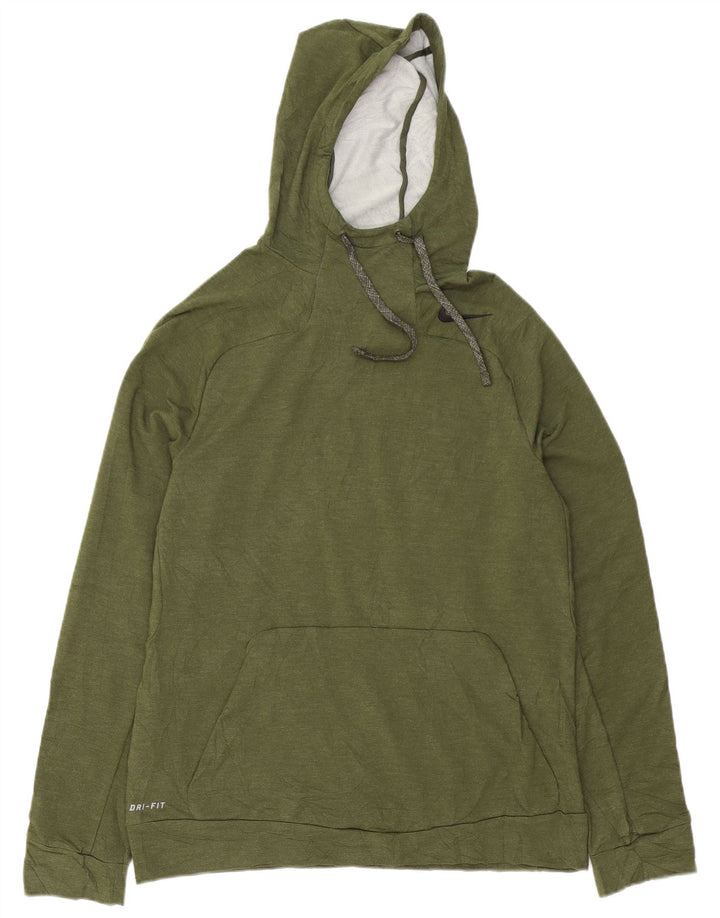 Nike Herre Dri Fit Hoodie Jumper Medium Khaki Rayon