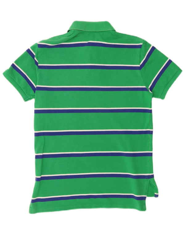 POLO RALPH LAUREN Mens Custom Fit Polo Shirt Small Green Striped Cotton