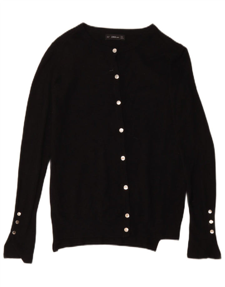 Zara Kvinders Cardigan Striktrøje UK 10 Small Sort