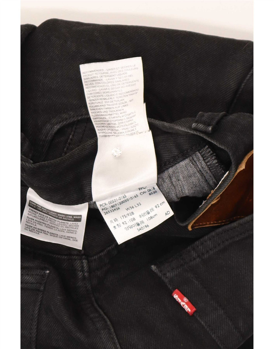 Levi's Straight Jeans til mænd W36 L32 sort bomuld