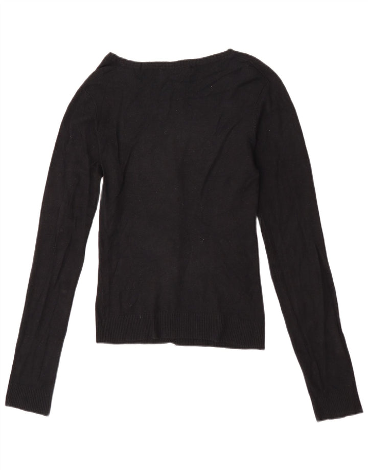 Zara Womens Crop Cardigan Sweater UK 8 Small Black Rayon