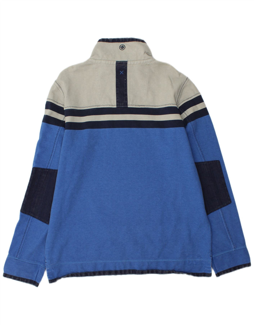 FAT FACE Herre lynlås-sweatshirt Jumper Large Blue Colourblock Bomuld