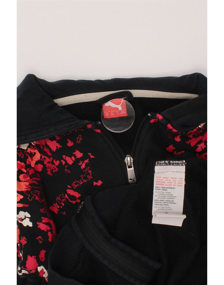 PUMA hættetrøje med lynlås til piger 9-10 år Sort Camouflage Bomuld