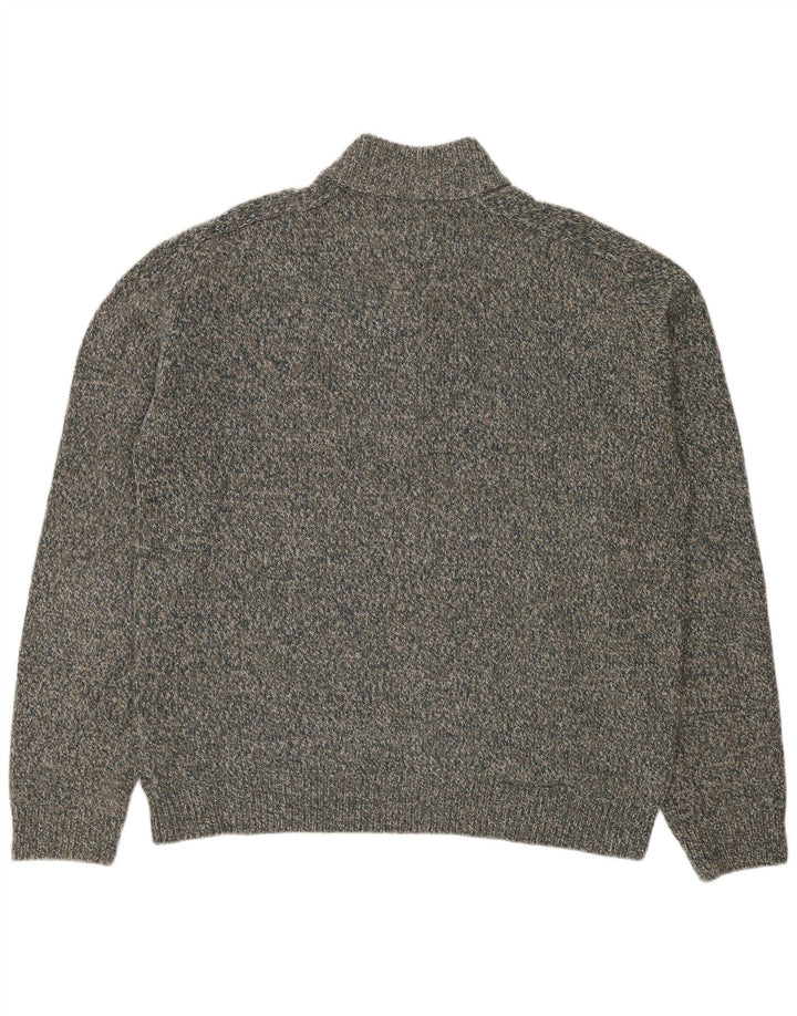 MARKS & SPENCER Herre sweater med lynlåshals, stor grå flækket