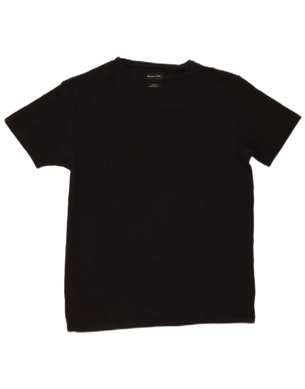 Massimo Dutti Herre Kortærmet Slim Fit T-Shirt Top Medium Sort
