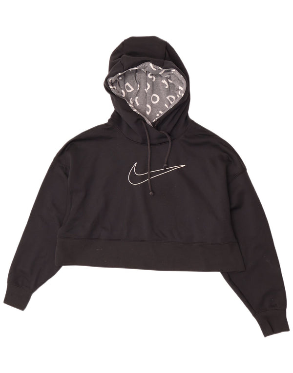 Nike Dame Dri Fit Grafisk Oversized Hoodie Jumper UK 14 Medium Sort