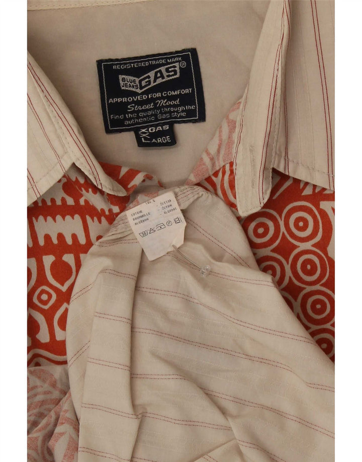 Gas Kortærmet Herreskjorte 2XL Orange Patchwork Bomuld