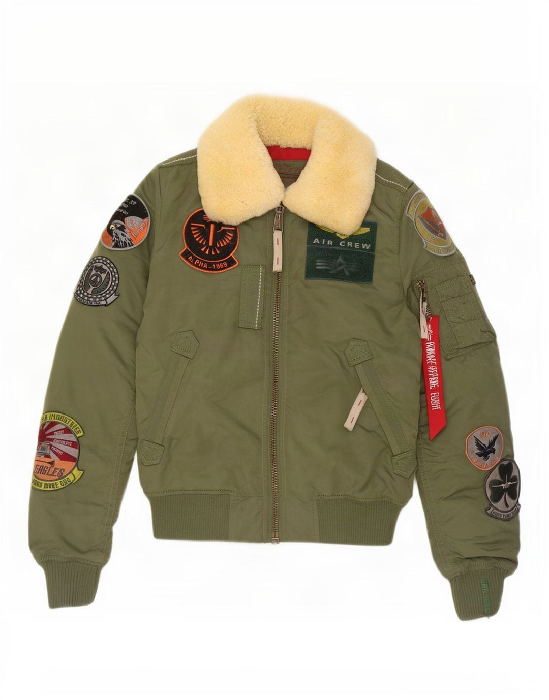 Alpha Industries Graphic Bomber Jacket til kvinder UK 6 XS Grøn Nylon