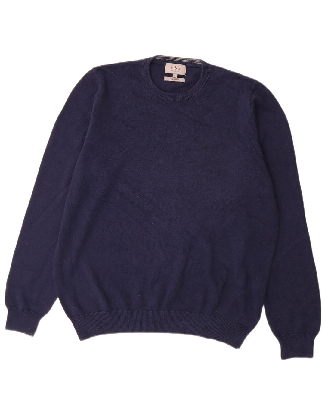 Marks & Spencer Herre sweater med rund hals, stor marineblå bomuld