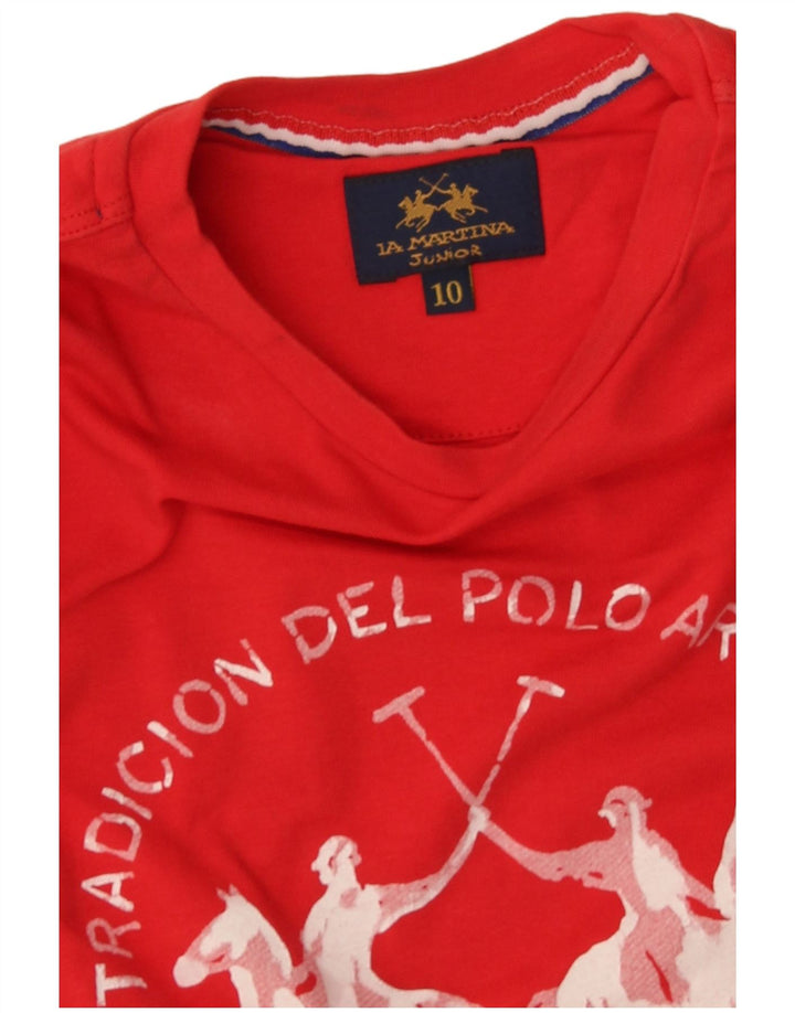 La Martina Boys Grafisk T-Shirt Top 9-10 År Rød