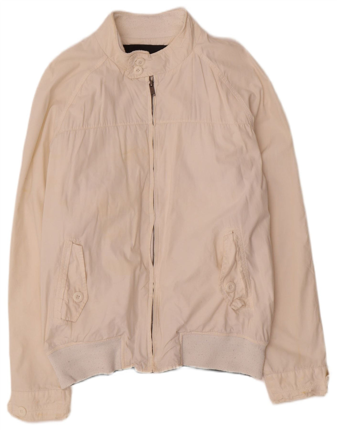 Zara Herre Bomber Jacket UK 42 XL Hvid