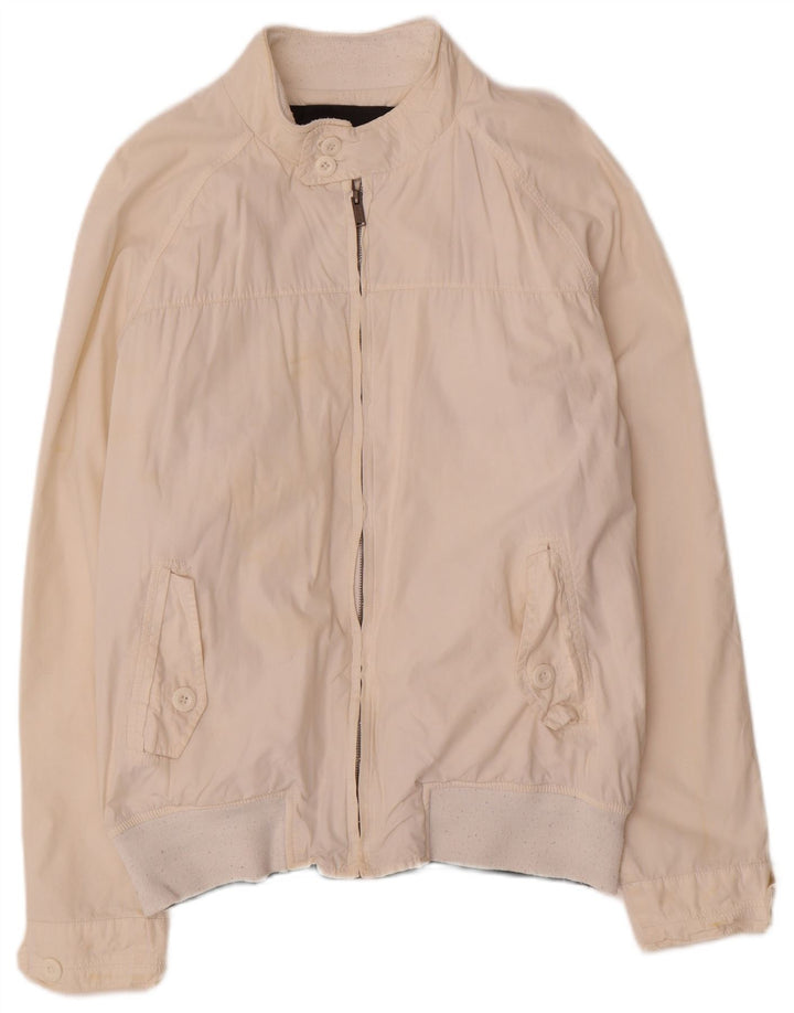 Zara Herre Bomber Jacket UK 42 XL Hvid