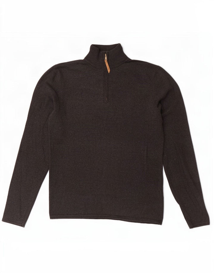 Fat Face Herre Zip Neck Jumper Sweater Lille Grå Bomuld