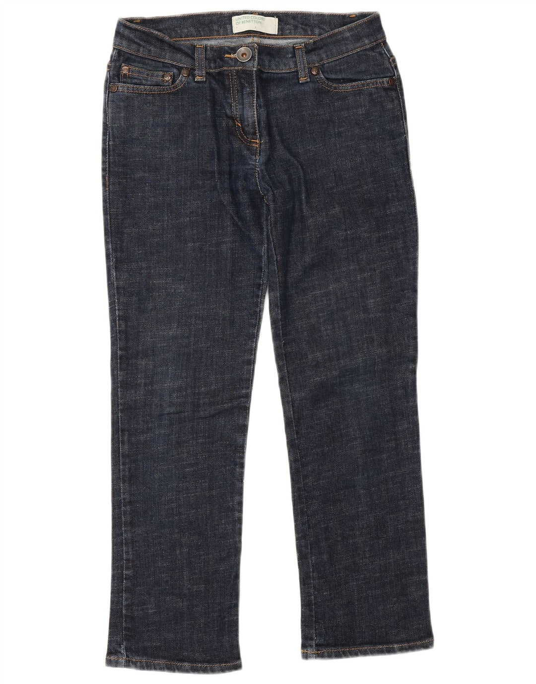 Benetton Womens Cropped Jeans IT 40 Small W26 L25 Navy Blue