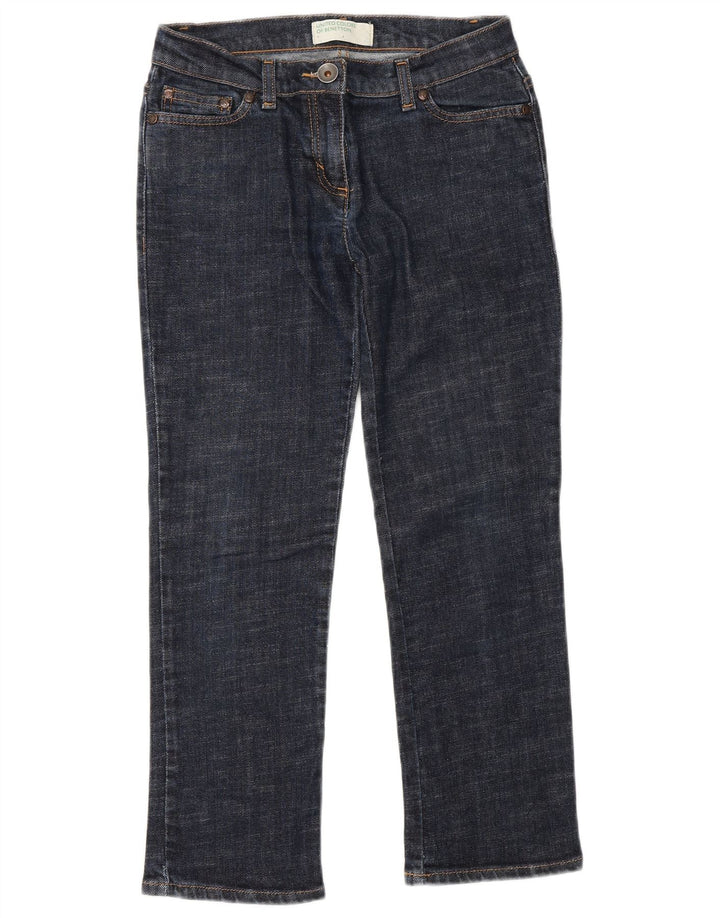 Benetton Womens Cropped Jeans IT 40 Small W26 L25 Navy Blue