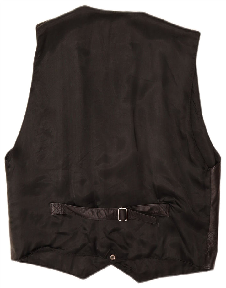 VINTAGE Mens Leather Waistcoat UK 38 Medium Black Vintage Vintage and Second-Hand Vintage from Messina Hembry 